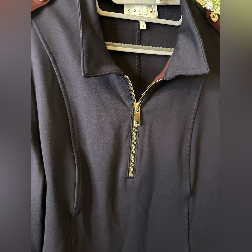 Damsel In A Dress | 1/4 Zip Navy Pull Over - Picture 3 of 9